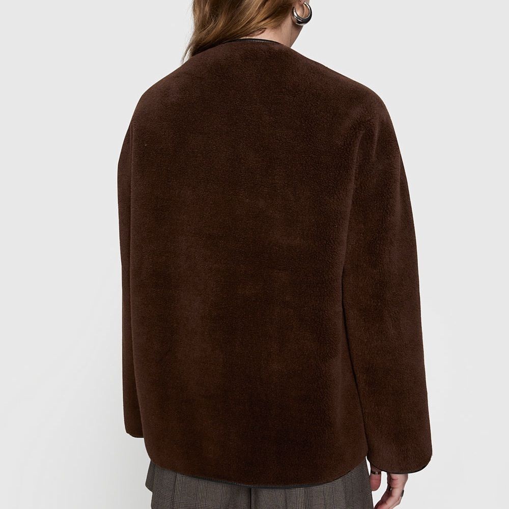 NWT Rebecca Minkoff Chocolate Brown Shearling Toggle Jacket Women’s Size XL - Picture 3 of 11